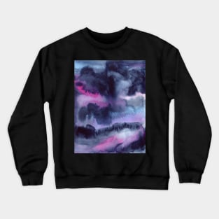 Bold Watercolor Texture with Indigo, Pink and Light Blue Crewneck Sweatshirt